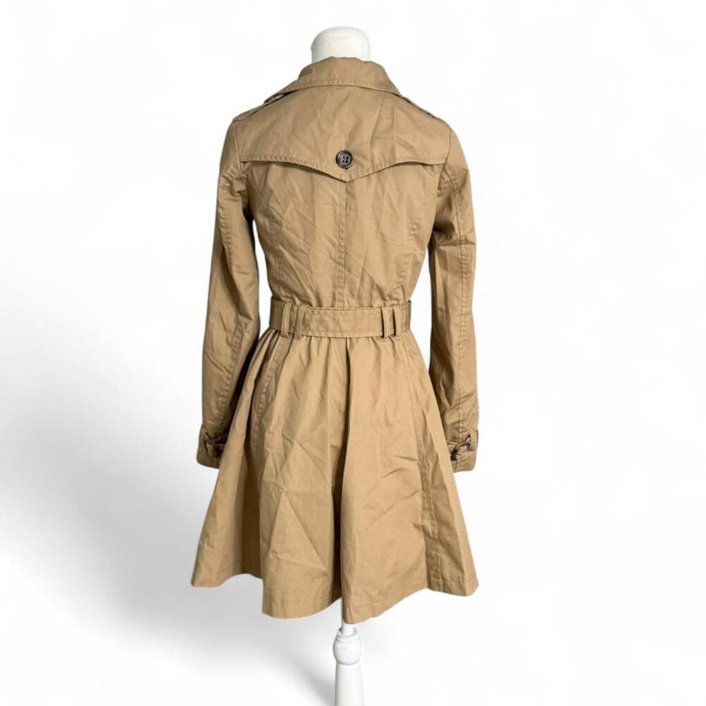 Trench Coat Khaki Button Detail Size (4) Small Going Out Special Occasion Coat - Picture 2 of 7